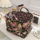 Portable Fabric Storage Basket Korean Pastoral Style Organizer for Home Sundries - Floral2
