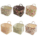 Portable Fabric Storage Basket Korean Pastoral Style Organizer for Home Sundries - Floral4