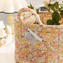 Portable Fabric Storage Basket Korean Pastoral Style Organizer for Home Sundries - Floral4