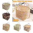 Portable Fabric Storage Basket Korean Pastoral Style Organizer for Home Sundries - Floral6