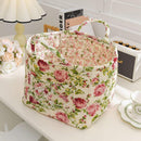 Portable Fabric Storage Basket Korean Pastoral Style Organizer for Home Sundries - Floral5