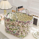 Portable Fabric Storage Basket Korean Pastoral Style Organizer for Home Sundries - Floral5