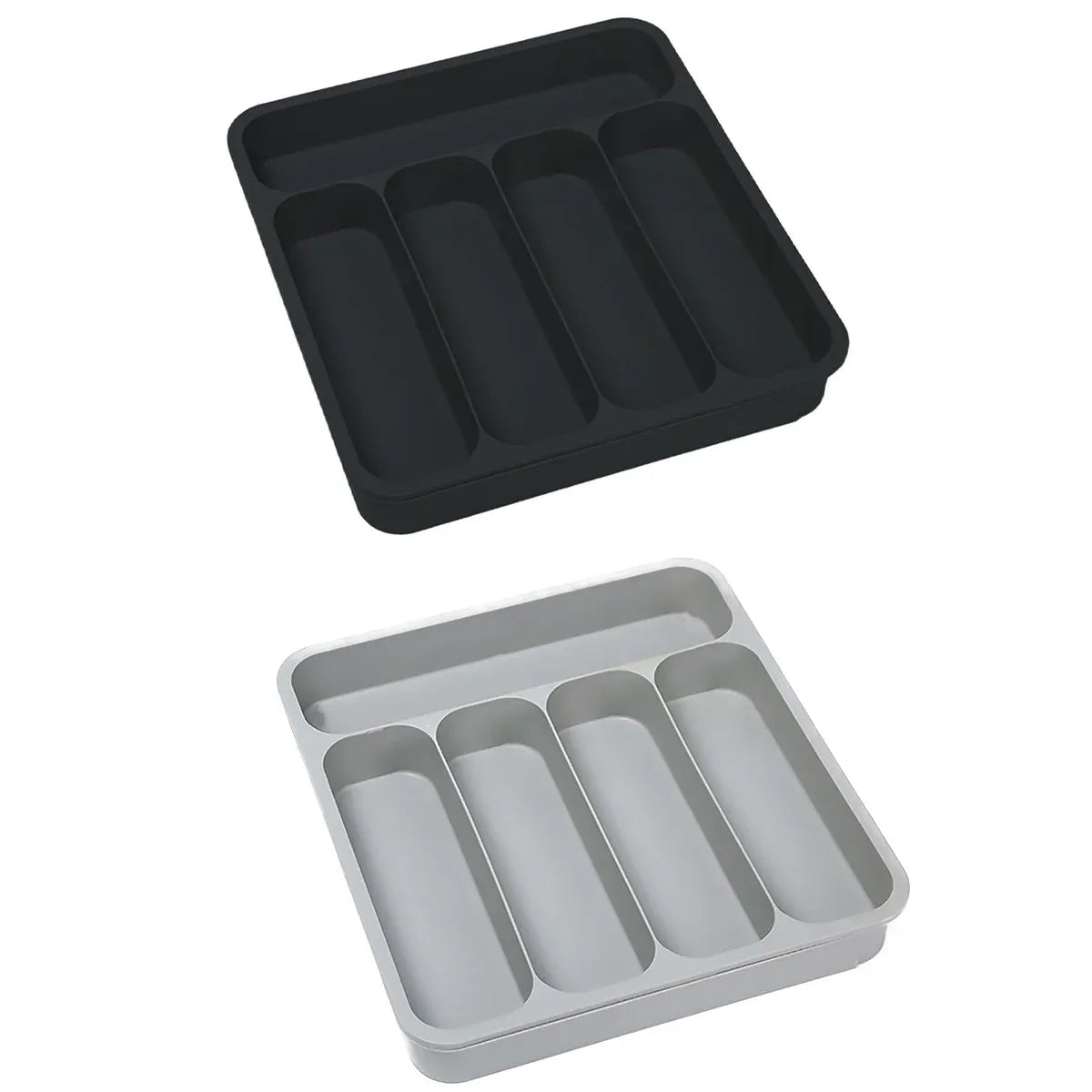 Expandable Cutlery Drawer Organizer Adjustable 6 Slot Kitchen Utensil Tray - Grey