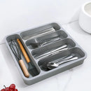 Expandable Cutlery Drawer Organizer Adjustable 6 Slot Kitchen Utensil Tray - Grey