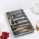 Expandable Cutlery Drawer Organizer Adjustable 6 Slot Kitchen Utensil Tray - Grey