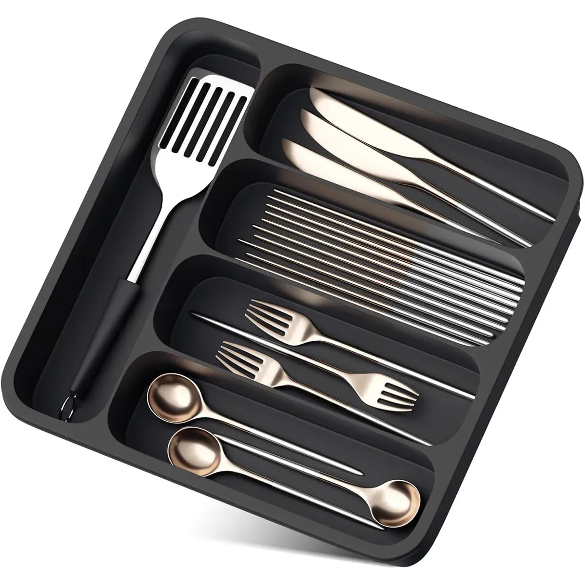 Expandable Cutlery Drawer Organizer Adjustable 6 Slot Kitchen Utensil Tray - Grey