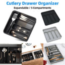 Expandable Cutlery Drawer Organizer Adjustable 6 Slot Kitchen Utensil Tray - Grey