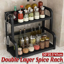 2 Tier Kitchen Spice Rack Storage Organizer Seasoning Stand Shelf Countertop