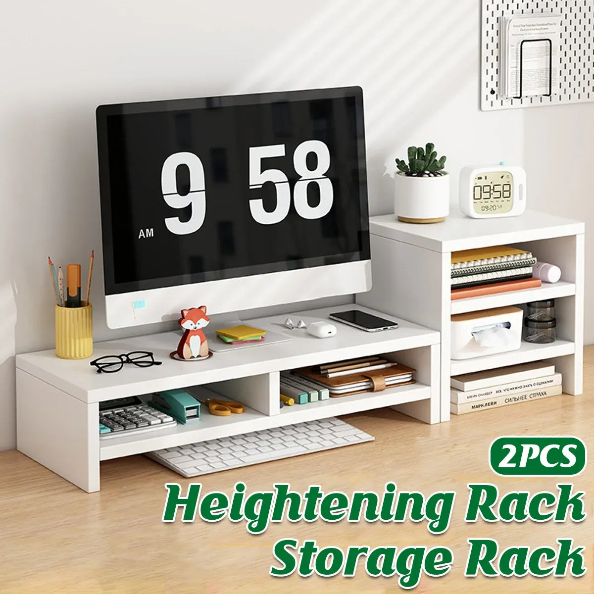 Home Office Computer Monitor Riser Stand Office Desk Storage Shelf Multi Layer