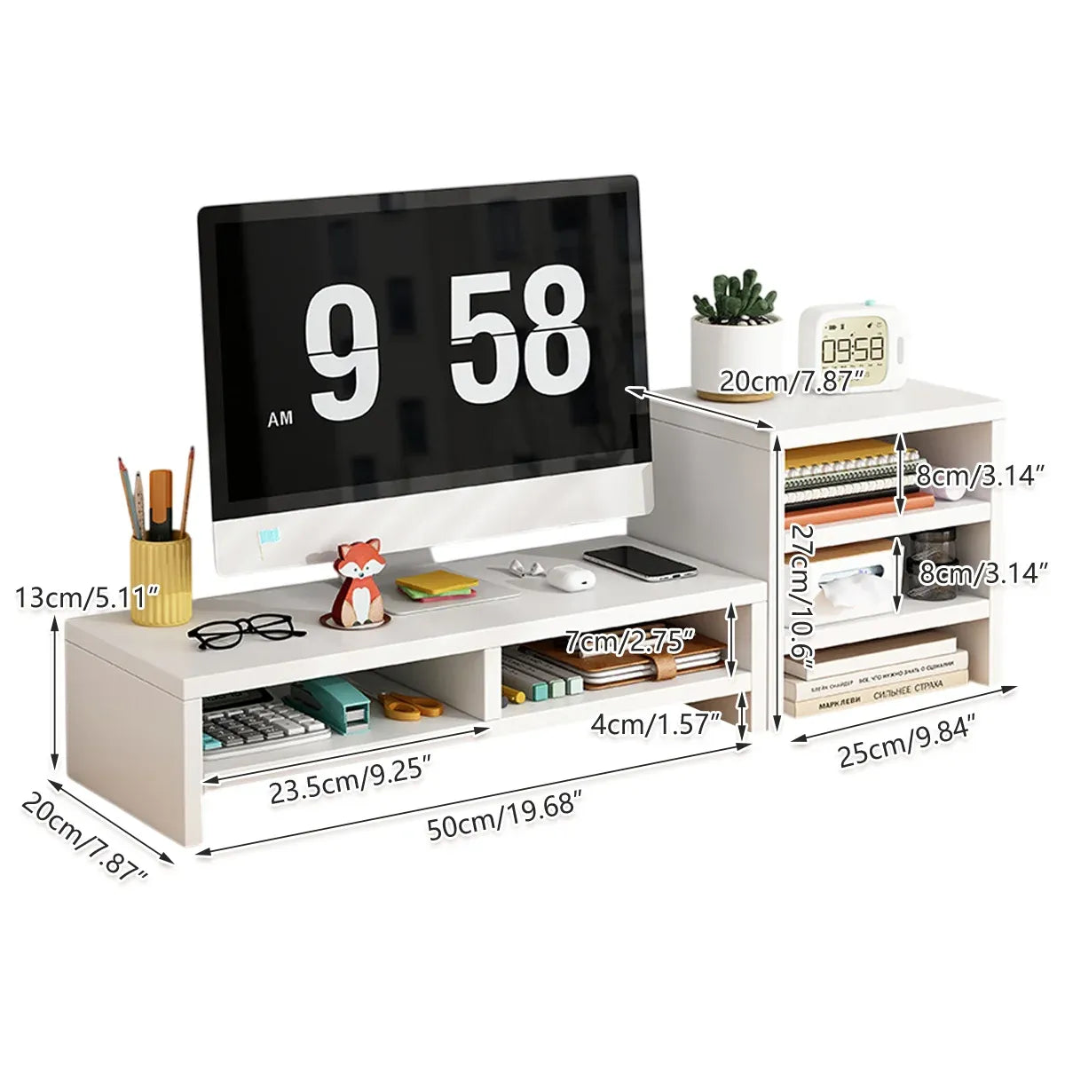 Home Office Computer Monitor Riser Stand Office Desk Storage Shelf Multi Layer