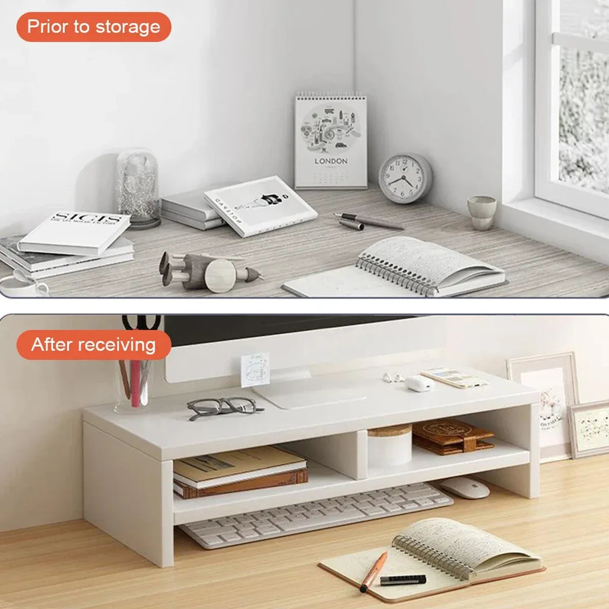 Home Office Computer Monitor Riser Stand Office Desk Storage Shelf Multi Layer