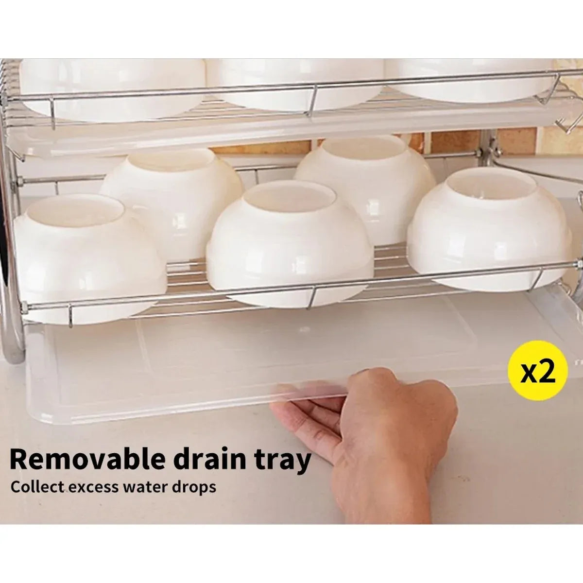 Kitchen Bowl Dish Rack Drainer Storage Cutlery Holder Cupboard Organizer