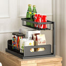 Removable Kitchen Cabinet Sink Storage Rack with Drawable Basket Organizer Shelf