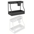 Under Sink Storage Rack Double Layer Organizer Shelf Kitchen Bathroom Cabinet - Black