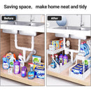 Under Sink Storage Rack Double Layer Organizer Shelf Kitchen Bathroom Cabinet - Black