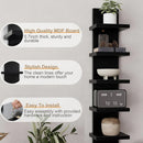 5 Tier Wall-Mounted Shelf Black for Home Living Room Storage Use