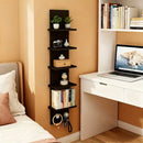 5 Tier Wall-Mounted Shelf Black for Home Living Room Storage Use