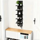5 Tier Wall-Mounted Shelf Black for Home Living Room Storage Use