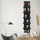 5 Tier Wall-Mounted Shelf Black for Home Living Room Storage Use