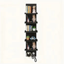 5 Tier Wall-Mounted Shelf Black for Home Living Room Storage Use