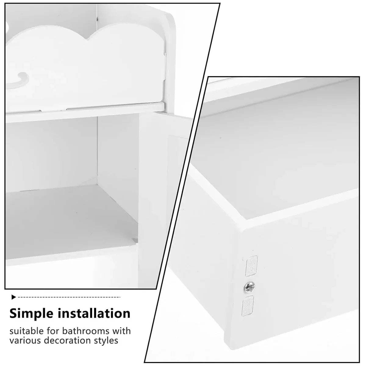 Bathroom Wall-Mounted Storage Cabinet with No-Drill Transparent Doors