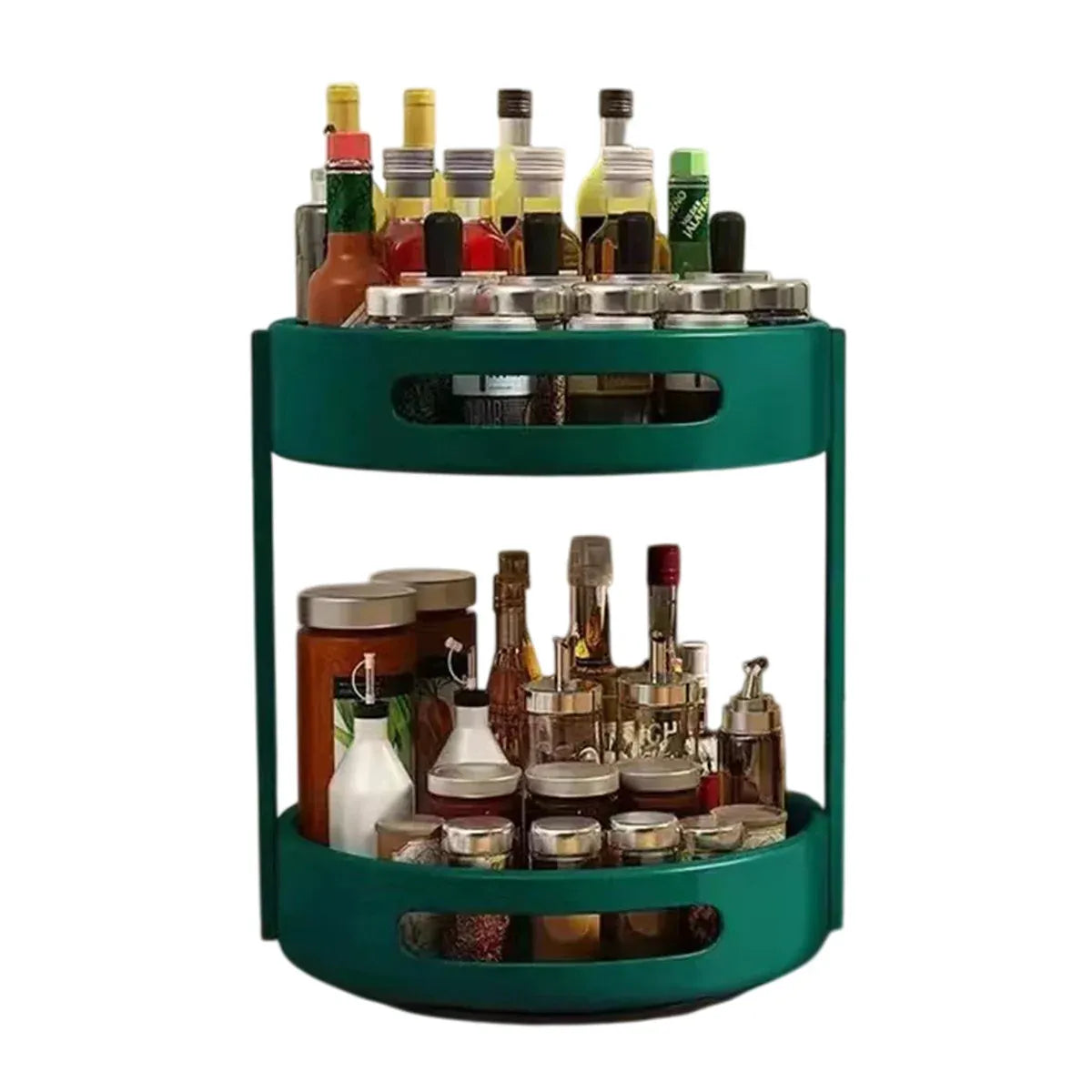 2 Layer Rotating Seasoning Rack Kitchen Organiser Storage Stand