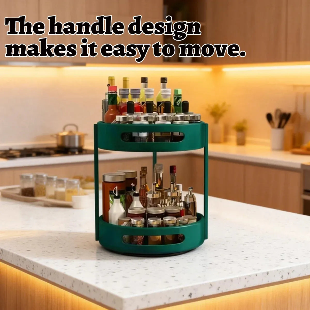 2 Layer Rotating Seasoning Rack Kitchen Organiser Storage Stand