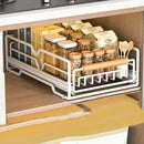Pull Out Kitchen Storage Rack Basket Drawer Dish Organizer Slide Cabinet Shelf - White