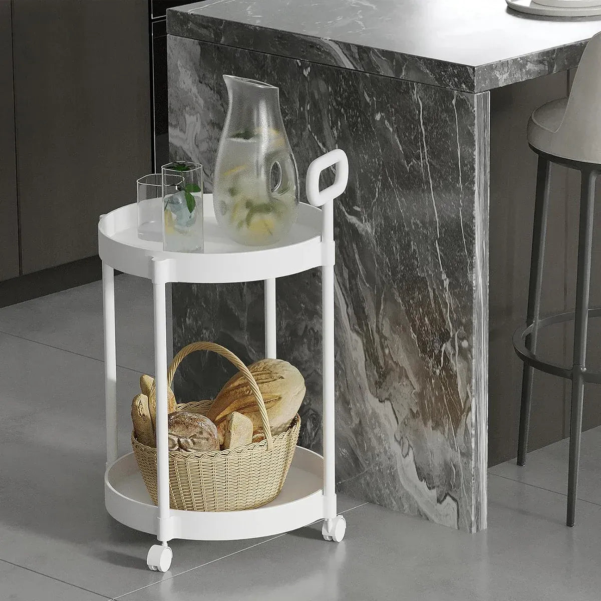 Cream Style Home Coffee Table Movable Creative Sofa Side Table Bedside Table