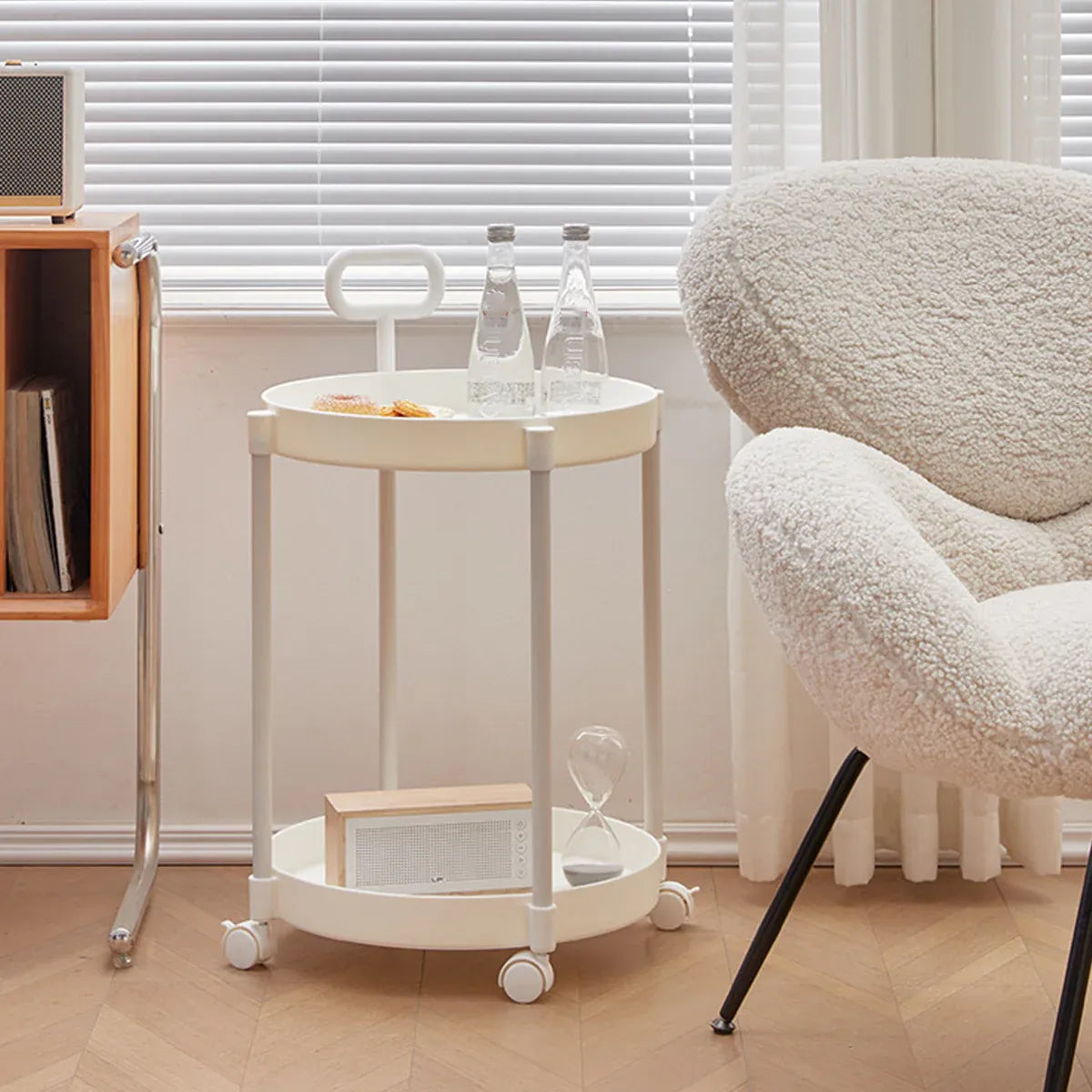 Cream Style Home Coffee Table Movable Creative Sofa Side Table Bedside Table