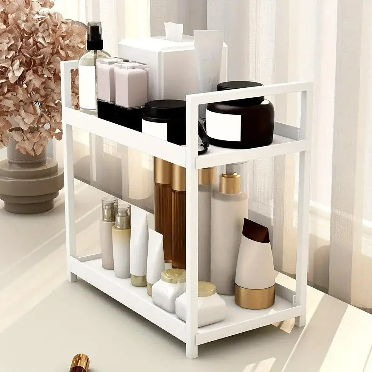 Multi-layer Cosmetic Storage Rack Desktop Organizer for Bathroom Dormitory Use - White