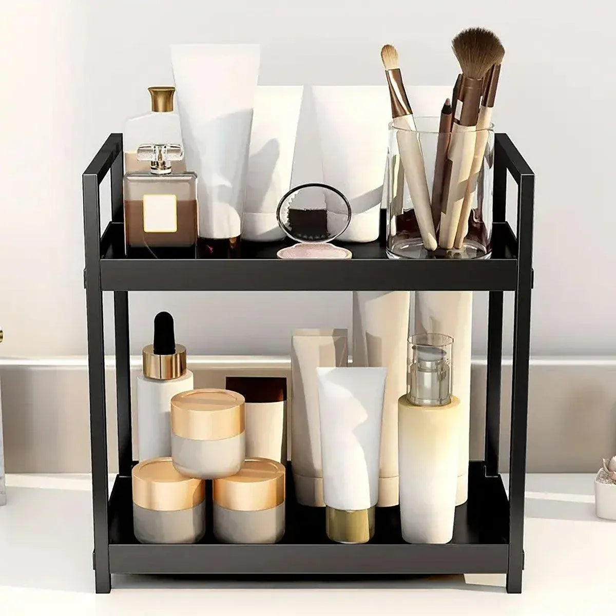 Multi-layer Cosmetic Storage Rack Desktop Organizer for Bathroom Dormitory Use - White