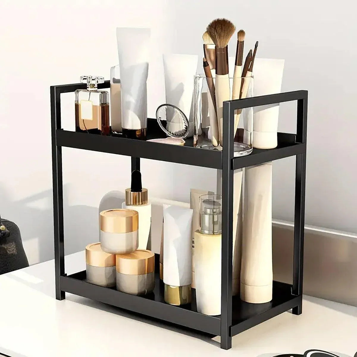 Multi-layer Cosmetic Storage Rack Desktop Organizer for Bathroom Dormitory Use - White