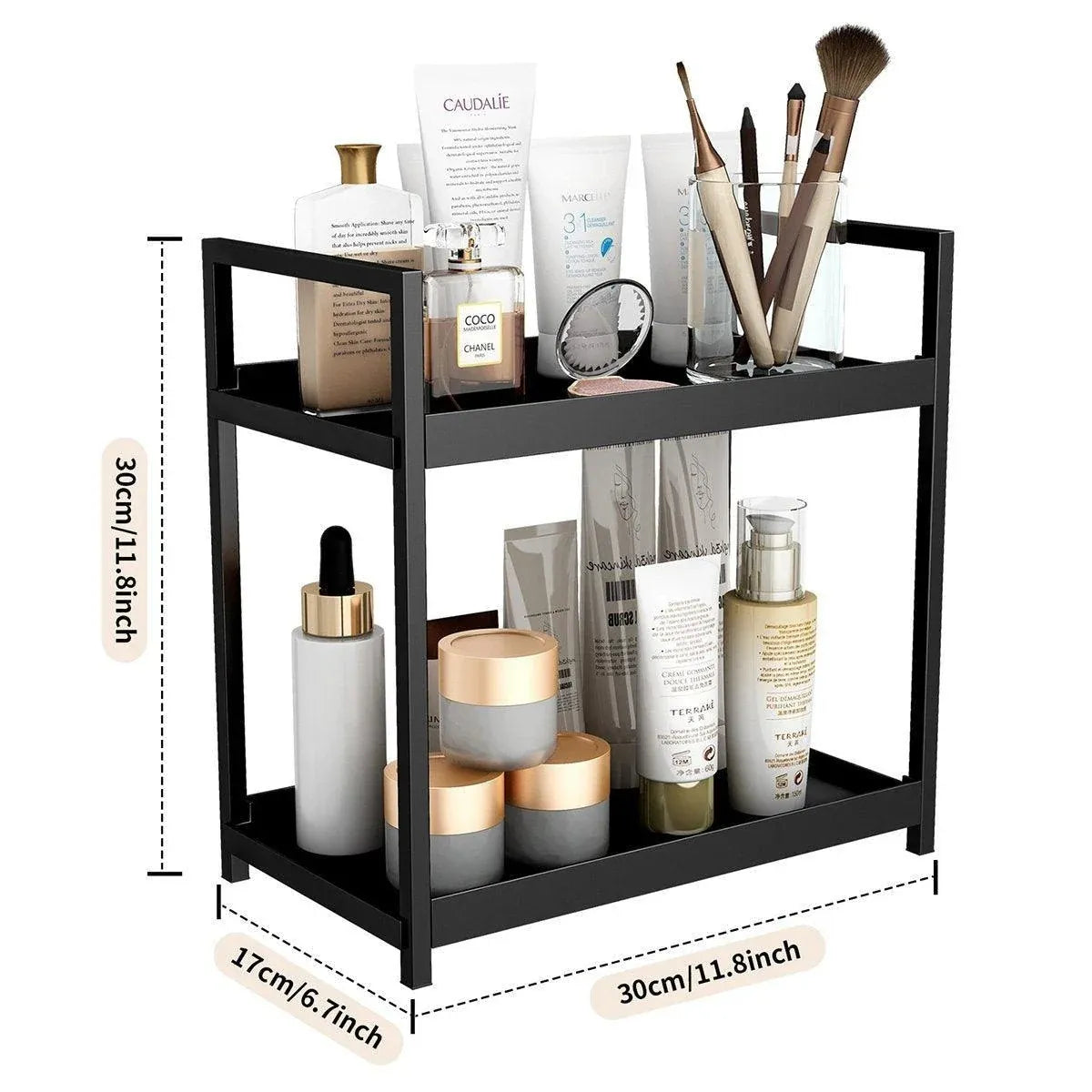 Multi-layer Cosmetic Storage Rack Desktop Organizer for Bathroom Dormitory Use - White