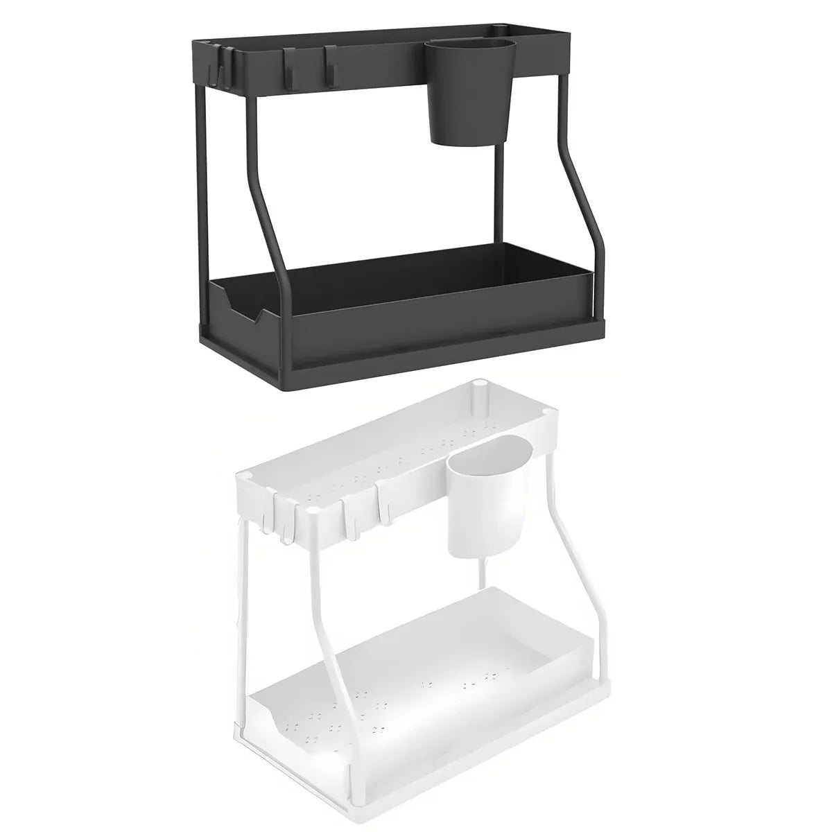 Under Sink Storage Rack Double Layer Organizer Shelf Kitchen Bathroom Cabinet - White