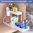 Under Sink Storage Rack Double Layer Organizer Shelf Kitchen Bathroom Cabinet - White