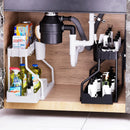 Under Sink Storage Rack Double Layer Organizer Shelf Kitchen Bathroom Cabinet - White