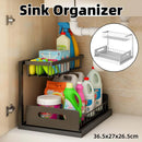 Under Sink Storage Rack Kitchen Cabinet Organizer Adjustable Shelving Unit Home - White