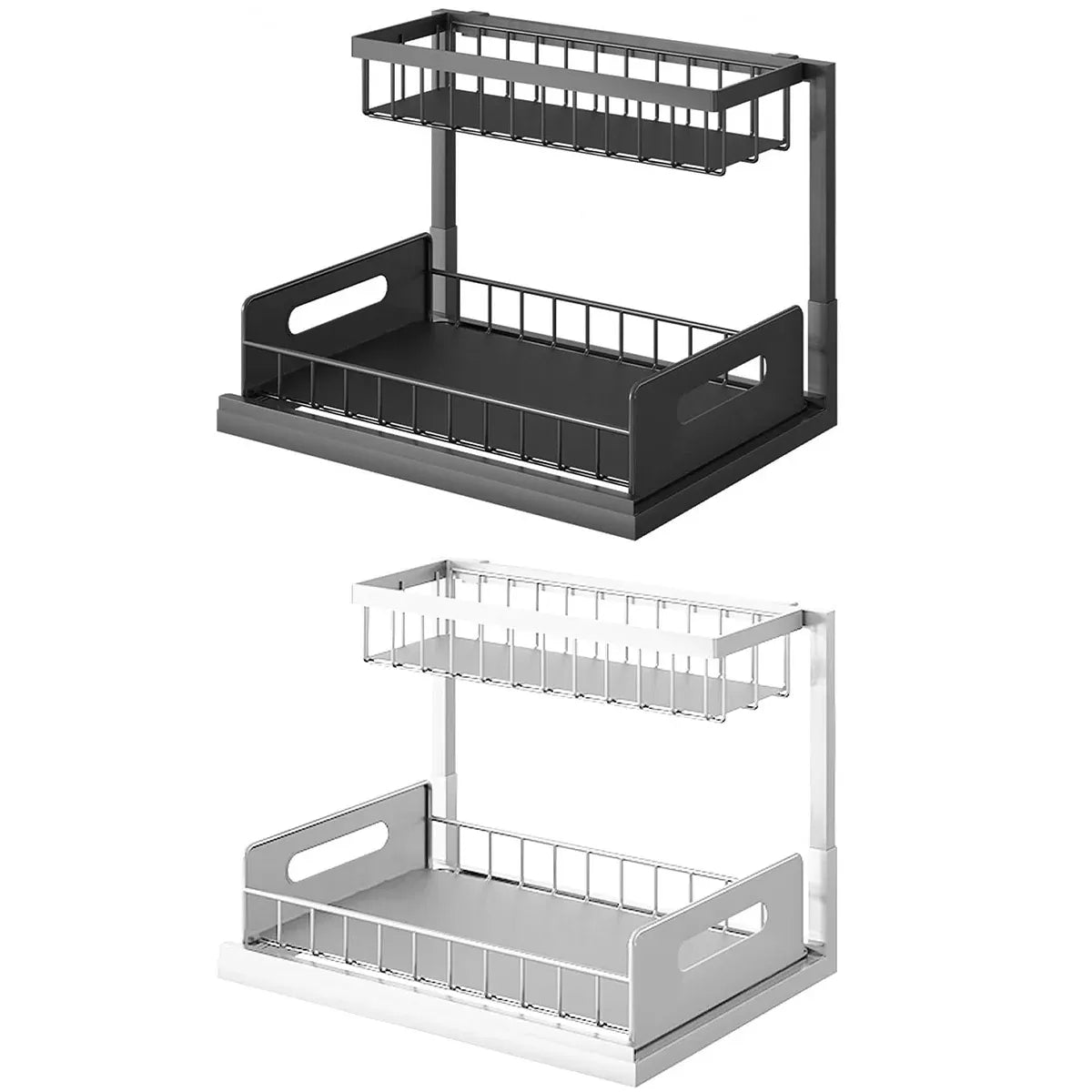 Under Sink Storage Rack Kitchen Cabinet Organizer Adjustable Shelving Unit Home - White