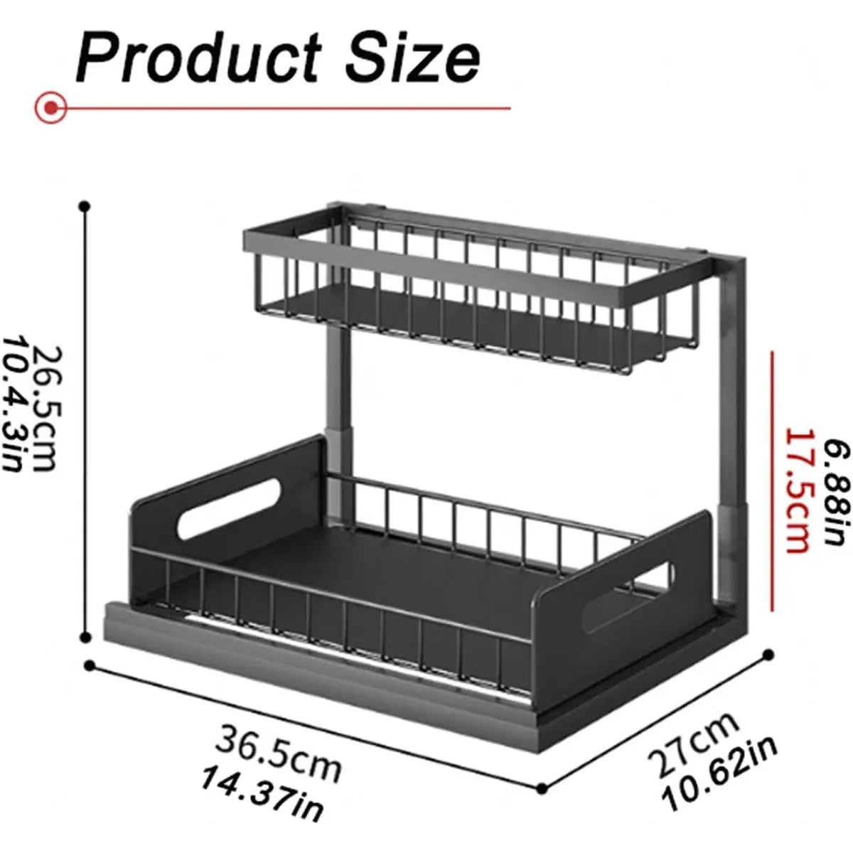 Under Sink Storage Rack Kitchen Cabinet Organizer Adjustable Shelving Unit Home - White