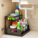 Under Sink Storage Rack Kitchen Cabinet Organizer Adjustable Shelving Unit Home - White