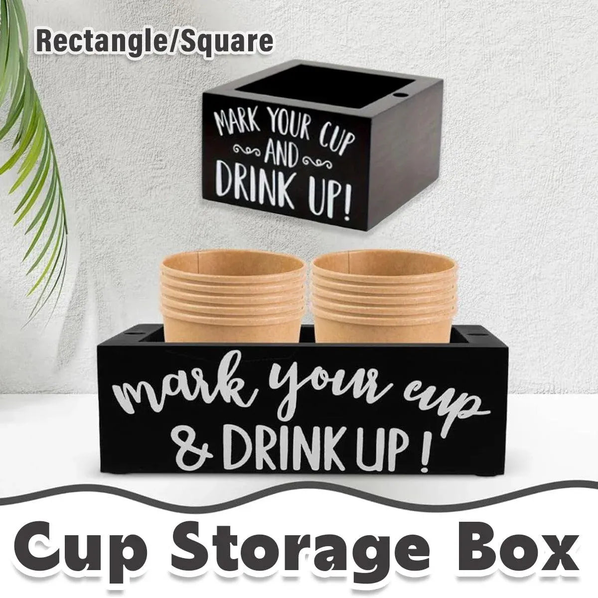 Disposable Paper Cup Storage Box Organizer Rack for Kitchen Cup Holder Storage - Rectangle