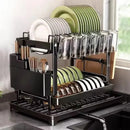 1-Piece Black Dish Drying and Storage Rack
