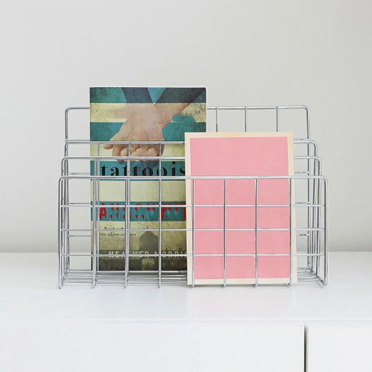 Three Layer Iron Office Document Organizer Rack Magazine Storage Shelf Bookshelf