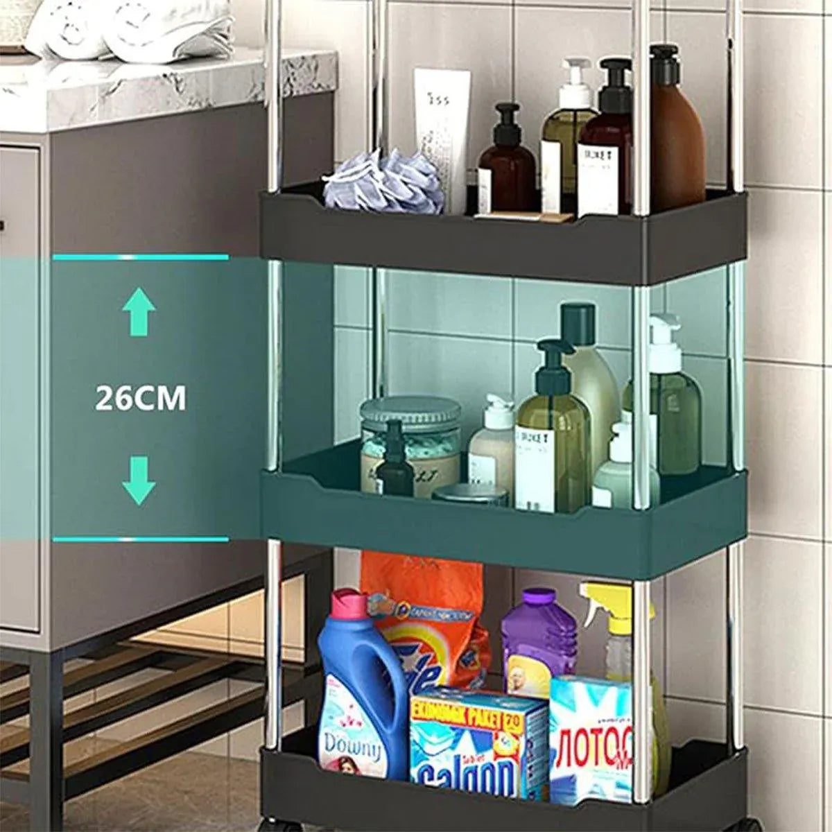 Multi Layer Rolling Storage Cart Kitchen Bathroom Organizer Shelf with Wheels - 4-Black