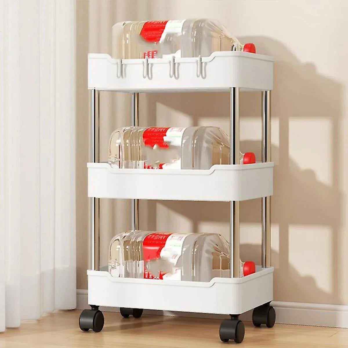 Multi Layer Rolling Storage Cart Kitchen Bathroom Organizer Shelf with Wheels - 4-Black