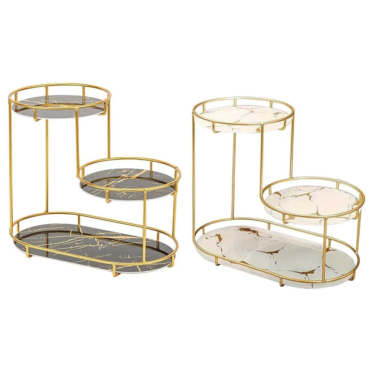 Round Multi-Tier Metal Storage Rack for Bathroom Vanity Kitchen Storage Rack - White