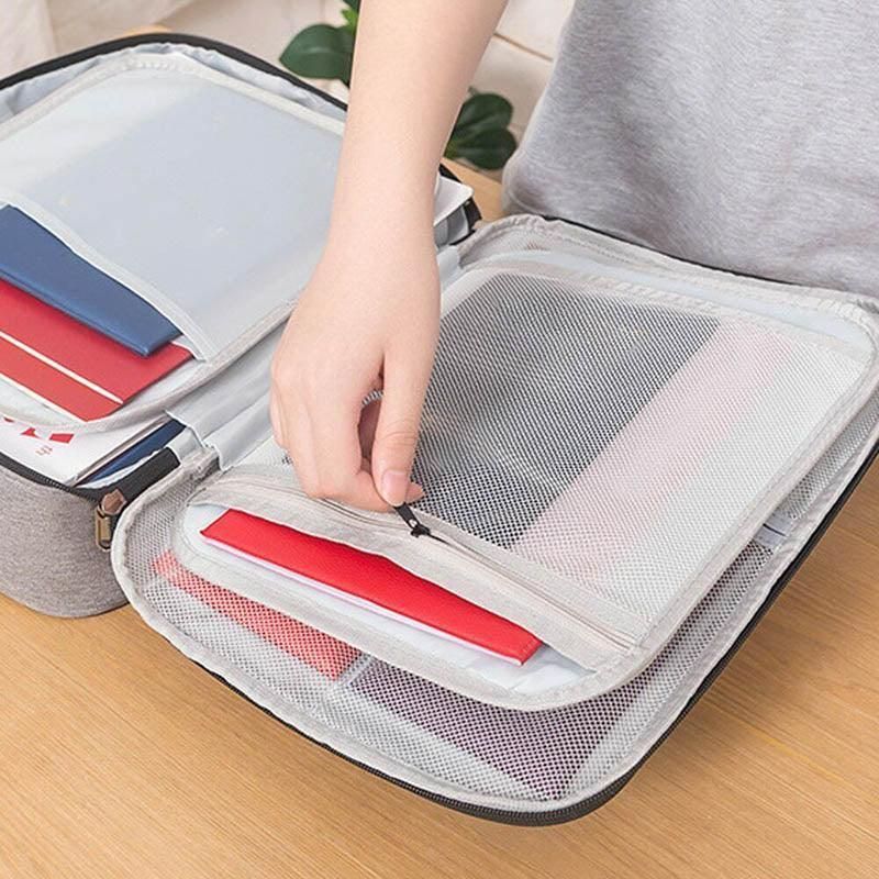 Large Capacity Multi-Layer Document Ticket Storage Bag Certificate File Organize 3 Layers - Navy 3 Layers-B2