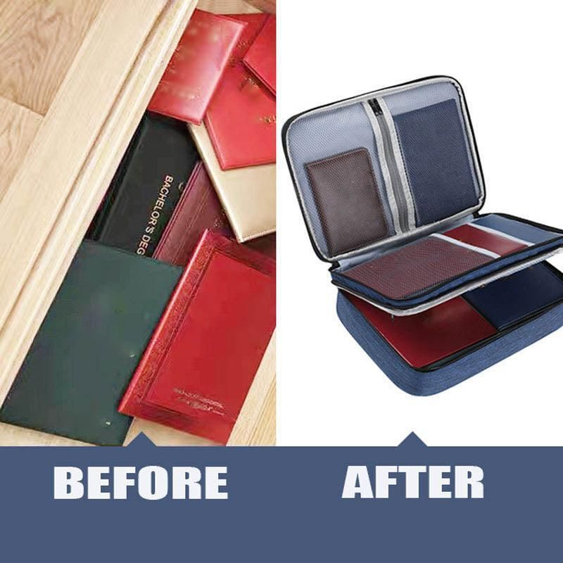 Large Capacity Multi-Layer Document Ticket Storage Bag Certificate File Organize 3 Layers - Navy 3 Layers-B2