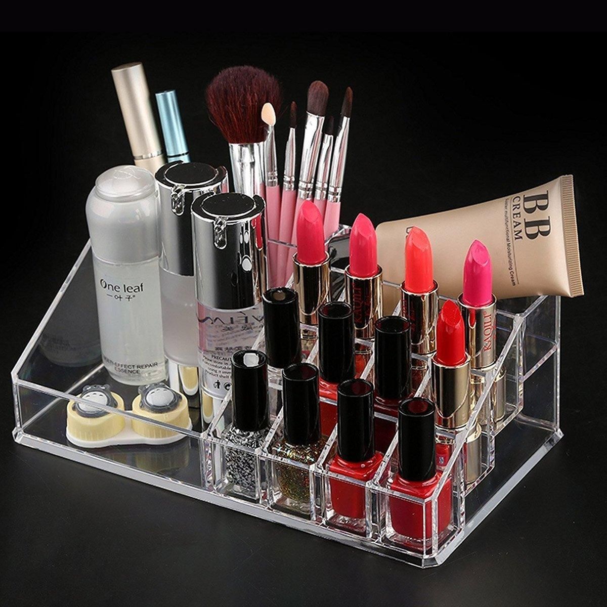 Desktop Transparent Storage Organizer Box Multi-Compartment Display Rack Holder - 16 grids